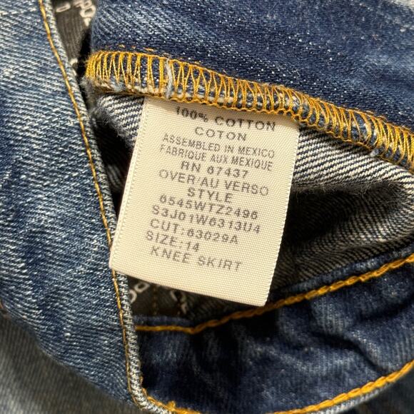 Ralph Lauren Polo Jeans Vintage Y2K Denim Knee Length Skirt Size 14 - Picture 4 of 6